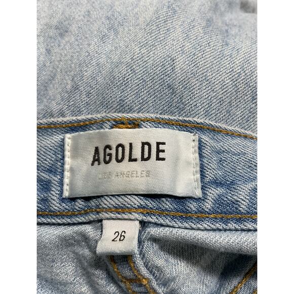 Agolde 'Riley' Blue High Rise Straight Crop Denim Jean Size 26 - Picture 4 of 5